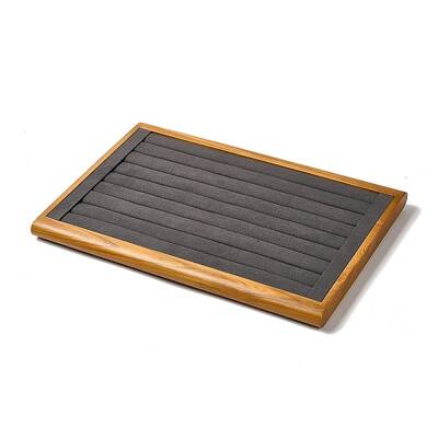 8-Slot Wood with Velvet Ring Display Tray Stands
