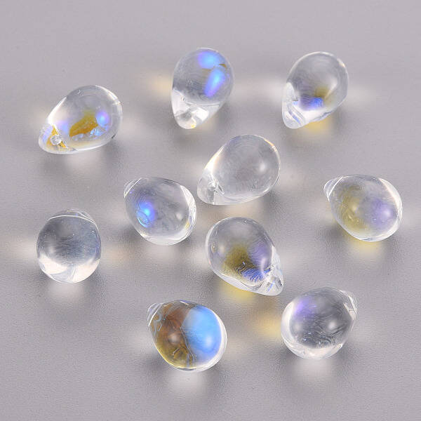 Transparent Spray Painted Glass Beads