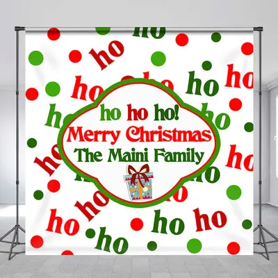 Personalized Name Ho Text Repeat Christmas Backdrop - Aperturee