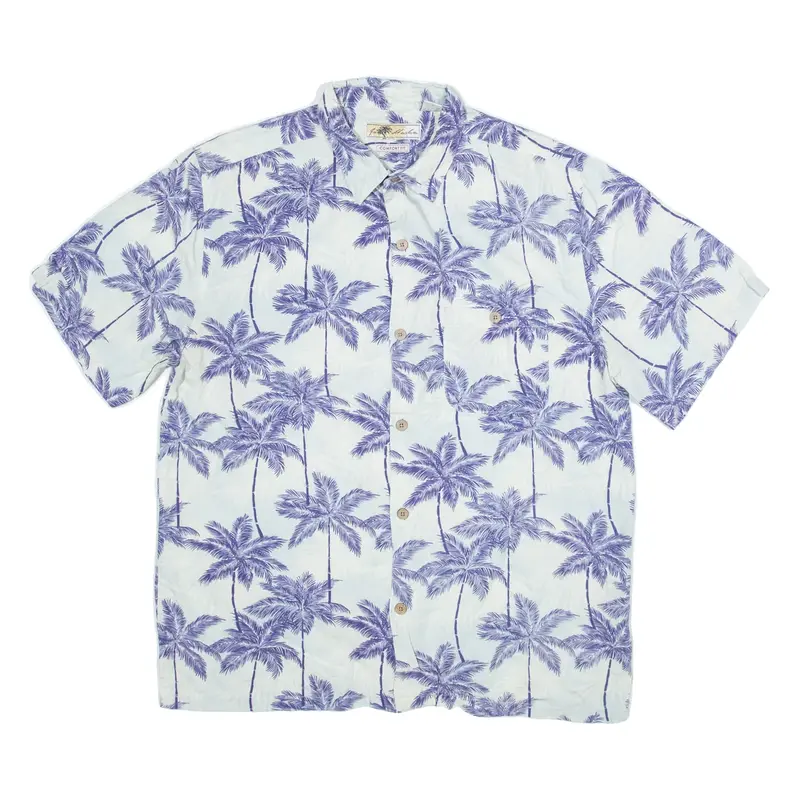 JOE MARLIN Comfort Fit Mens Hawaiian Shirt Blue Floral L