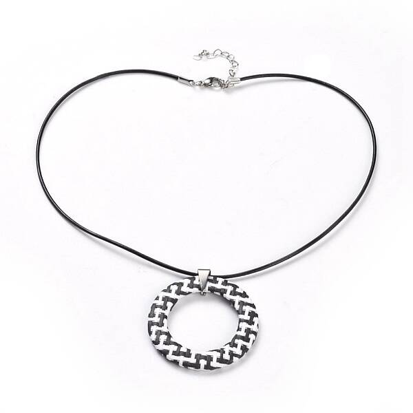 Raffia Woven Pendants Necklaces