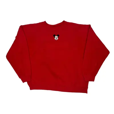 Mickey Mouse Disney Graphic Sweatshirt - XL Red Cotton Blend