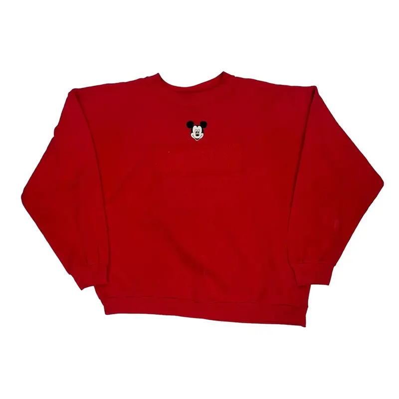 Mickey Mouse Disney Graphic Sweatshirt - XL Red Cotton Blend