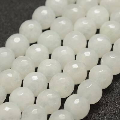 Faceted Natural White Jade Beads Strands