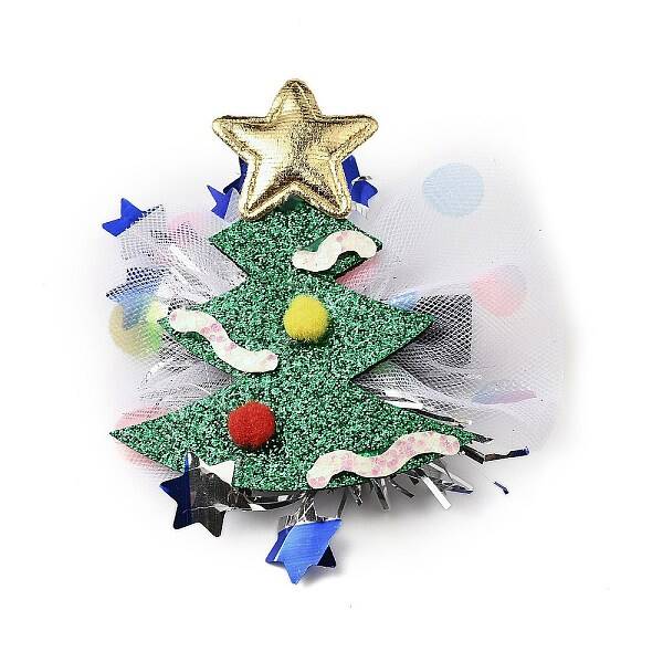 Christmas Theme Glitter Felt Fabric Alligator Hair Clip