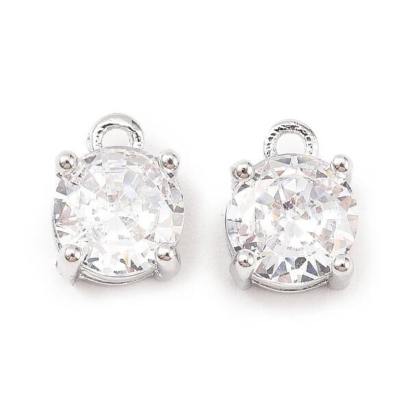 Brass Micro Pave Cubic Zirconia Pendants