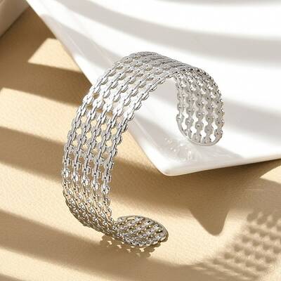 Hollow Out 304 Stainless Steel Cuff Bangles for Women