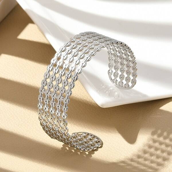 Hollow Out 304 Stainless Steel Cuff Bangles for Women
