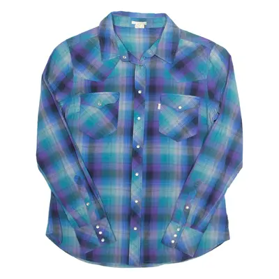 LEVI'S Womens Shirt Blue Check Long Sleeve L