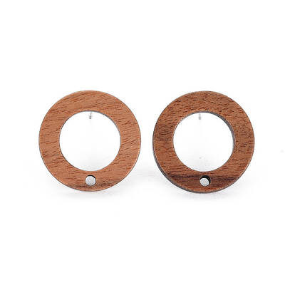 Walnut Wood Stud Earring