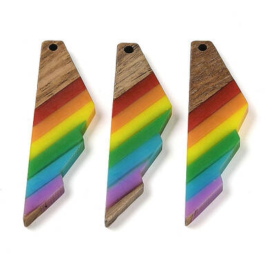 Pride Rainbow Theme Resin & Walnut Wood Pendants