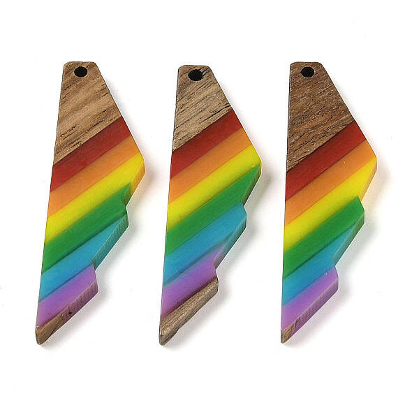 Pride Rainbow Theme Resin & Walnut Wood Pendants