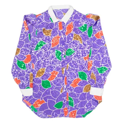 Womens Printed Shirt Purple Collared Long Sleeve Crazy Pattern M
