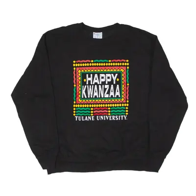 CHAMPION Happy Kwanzaa Tulane University New Orleans USA Sweatshirt Black Mens L