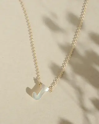 Dawn Initial Necklace | Metal Color: Solid 14K Gold | Style: J