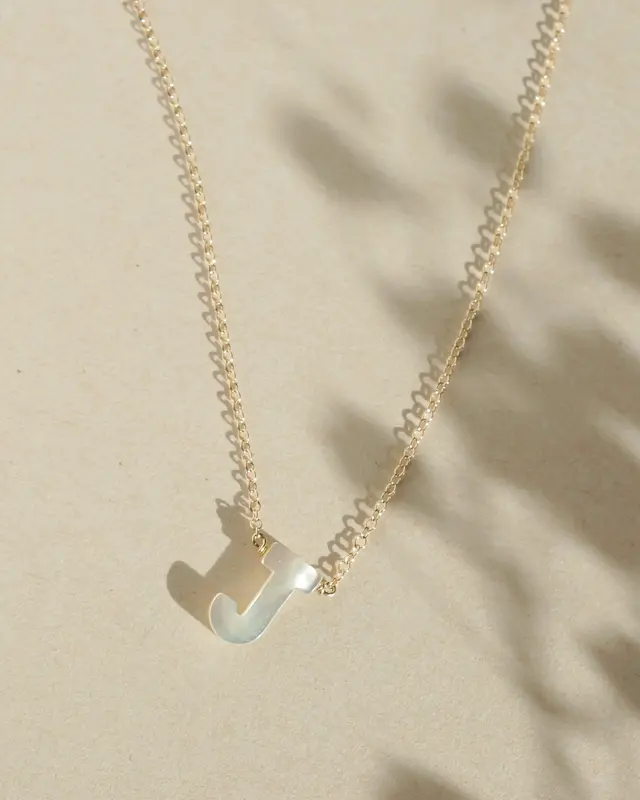 Dawn Initial Necklace | Metal Color: Solid 14K Gold | Style: J