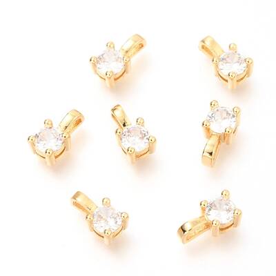 Brass Micro Pave Clear Cubic Zirconia Charms