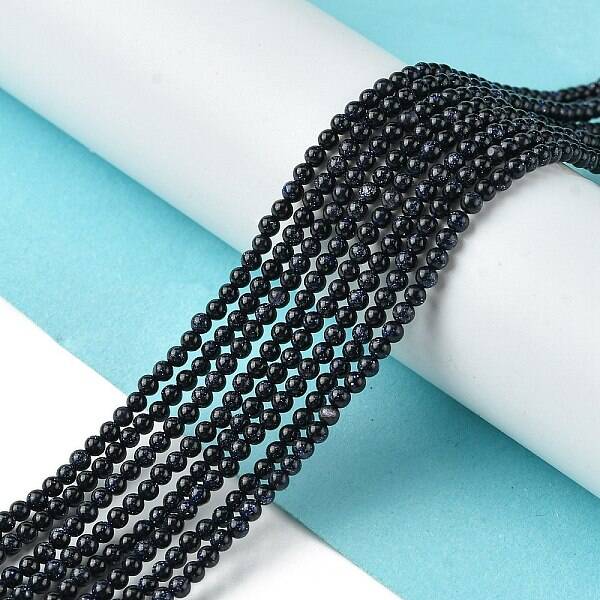 Synthetic Blue Goldstone Beads Strands
