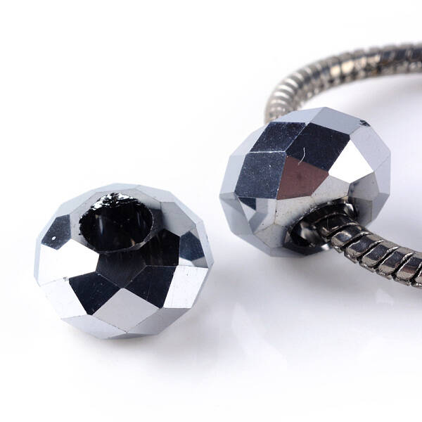 Electroplate Glass European Beads