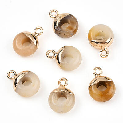 Natural Topaz Jade Flat Round/Donut Charms