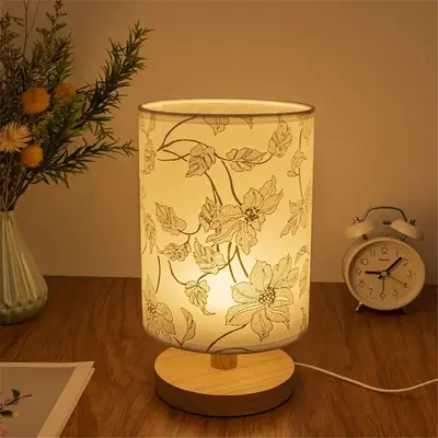 USB Powered Desk Room Lights for Bedroom, Wooden Base Table Night Light, Desk LED Lights, Modern Lamp for Bedroom, Wooden Be...