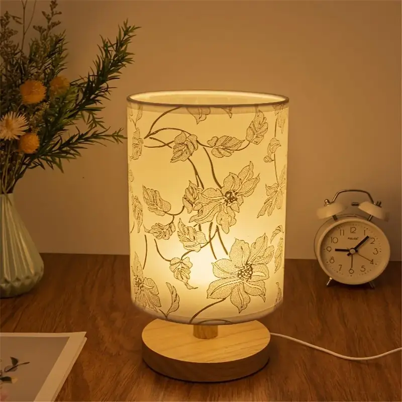 USB Powered Desk Room Lights for Bedroom, Wooden Base Table Night Light, Desk LED Lights, Modern Lamp for Bedroom, Wooden Be...