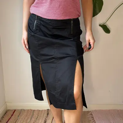 Armani Exchange Midi Skirt - 28W UK 8 Black Cotton Blend