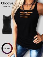 Women's Solid Sexy Cut Out Ruched Tank Top, Summer Clothes Women, Elegant Soft Casual Square Neck Sleeveless Top for Summer, ...