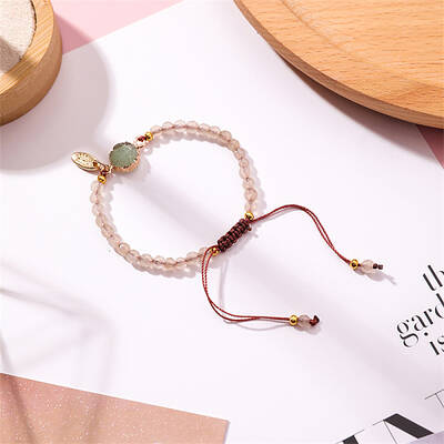 Natural Rose Quartz Beads Braided Bead Bracelets