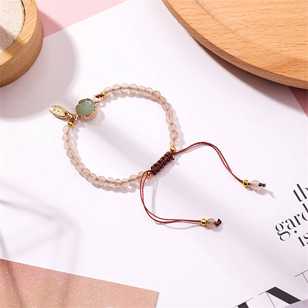 Natural Rose Quartz Beads Braided Bead Bracelets