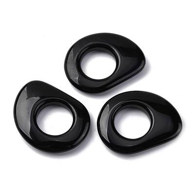 Natural Black Obsidian Linking Rings