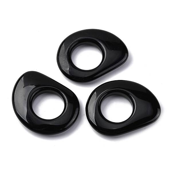 Natural Black Obsidian Linking Rings