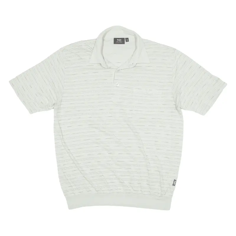 HAJO Polo Shirt Green Striped Short Sleeve Mens M