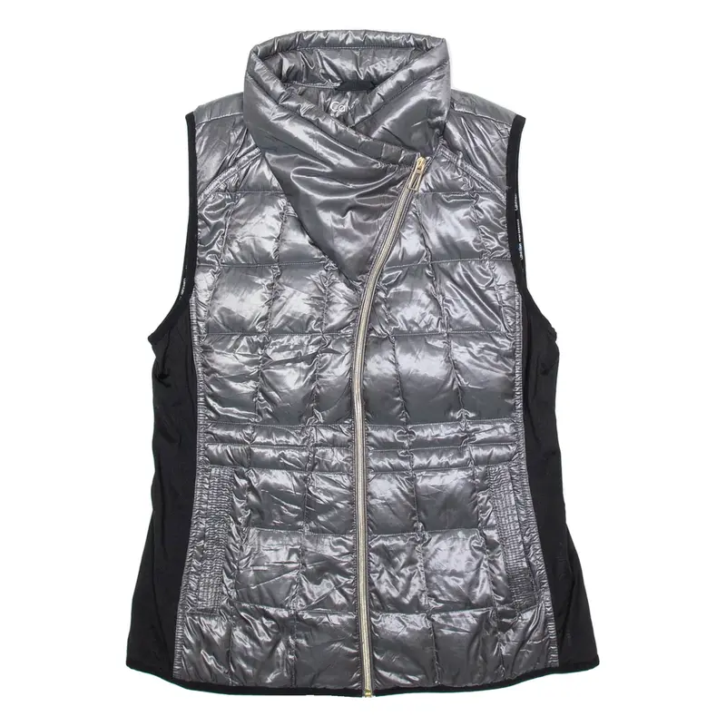 CALVIN KLEIN PERFORMANCE Down Insulated Womens Puffer Gilet Silver Nylon M