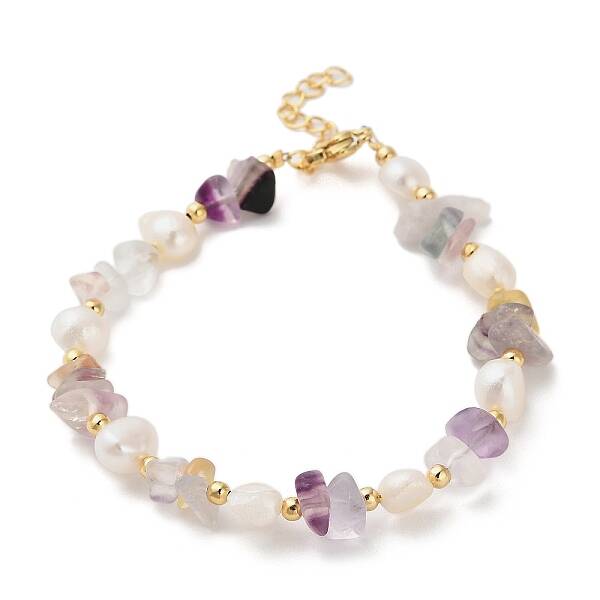 Natural Fluorite Chip Beaded Bracelets for Women
