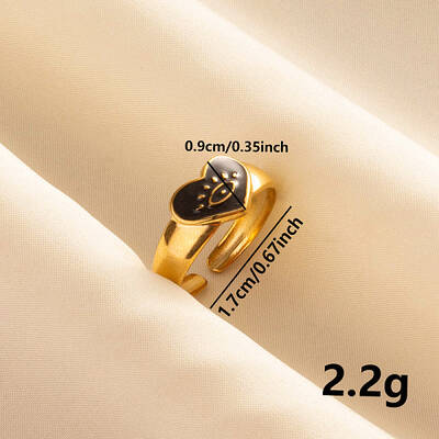 Vintage 304 Stainless Steel Enamel Cuff Ring