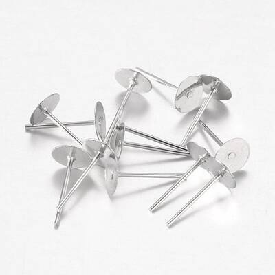 Platinum Plated Iron Flat Base Ear Stud Findings