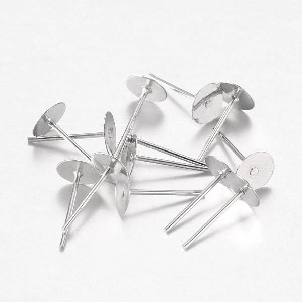Platinum Plated Iron Flat Base Ear Stud Findings