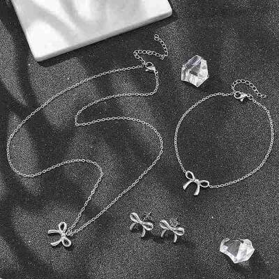 Bowknot 304 Stainless Steel \r\nStud Earrings & Necklaces & Bracelets Sets