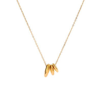 Stainless Steel Three Asymmetric Oval Pendant Necklaces for Women