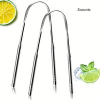 Stainless Steel Tongue Scraper, 2 Counts U Shaped Tongue Cleaner for Adults, Oral Hygiene Care Tool, Breath Freshener, Daily ...