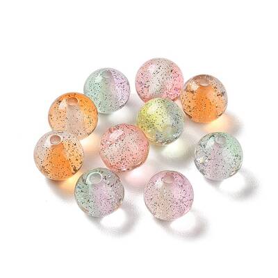 Gradient Color Transparent Resin Beads with Gold Foil