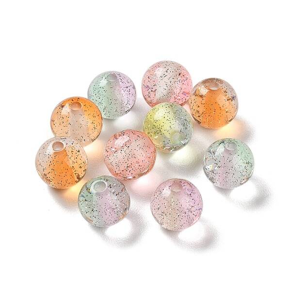 Gradient Color Transparent Resin Beads with Gold Foil