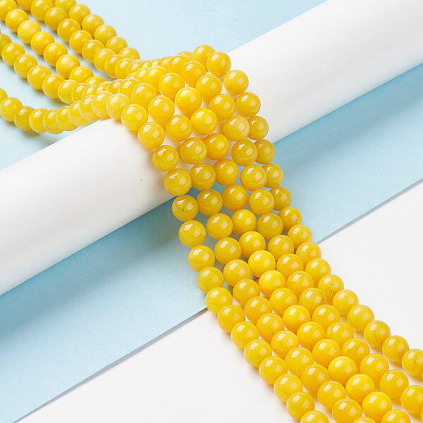 Natural White Jade Round Bead Strands