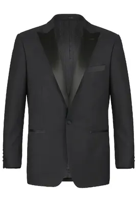 Classic Fit Black Tuxedo for Men - Traditional One Button Peak Style