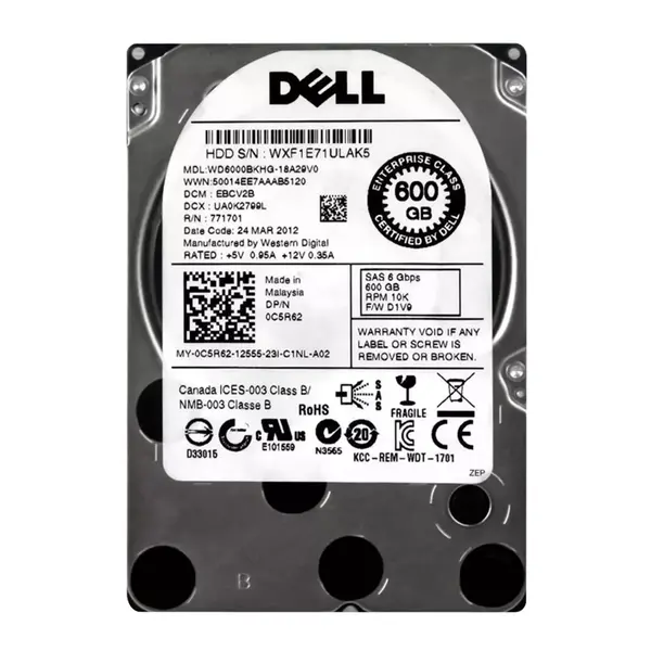 0C5R62 Dell 600GB 6Gb/s SAS 10000 2.5-Inch Hard Drive