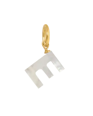 MOP Letter Charm | Metal Color: Gold | Letter: E