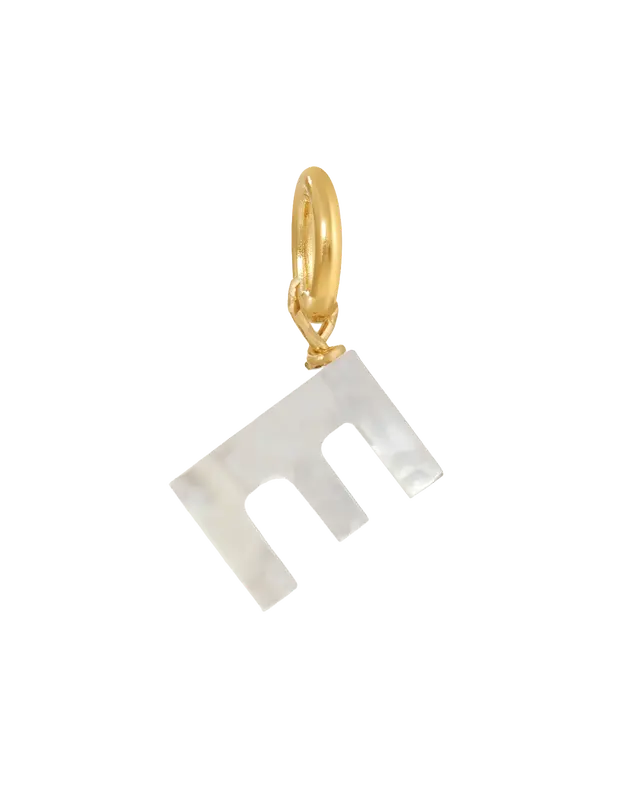 MOP Letter Charm | Metal Color: Gold | Letter: E