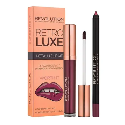 Set Makeup Revolution: Retro Metallic Liquid Lipstick Luxe 55ml + Retro lip pencil Luxe from 1 g