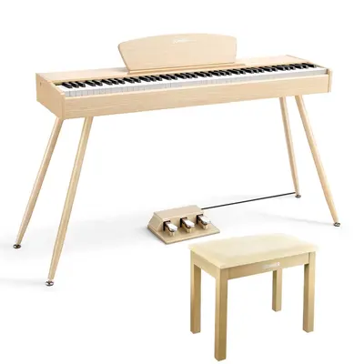 Donner DDP-80 Wooden Digital Piano - Light Oak / Piano+Light Oak Bench